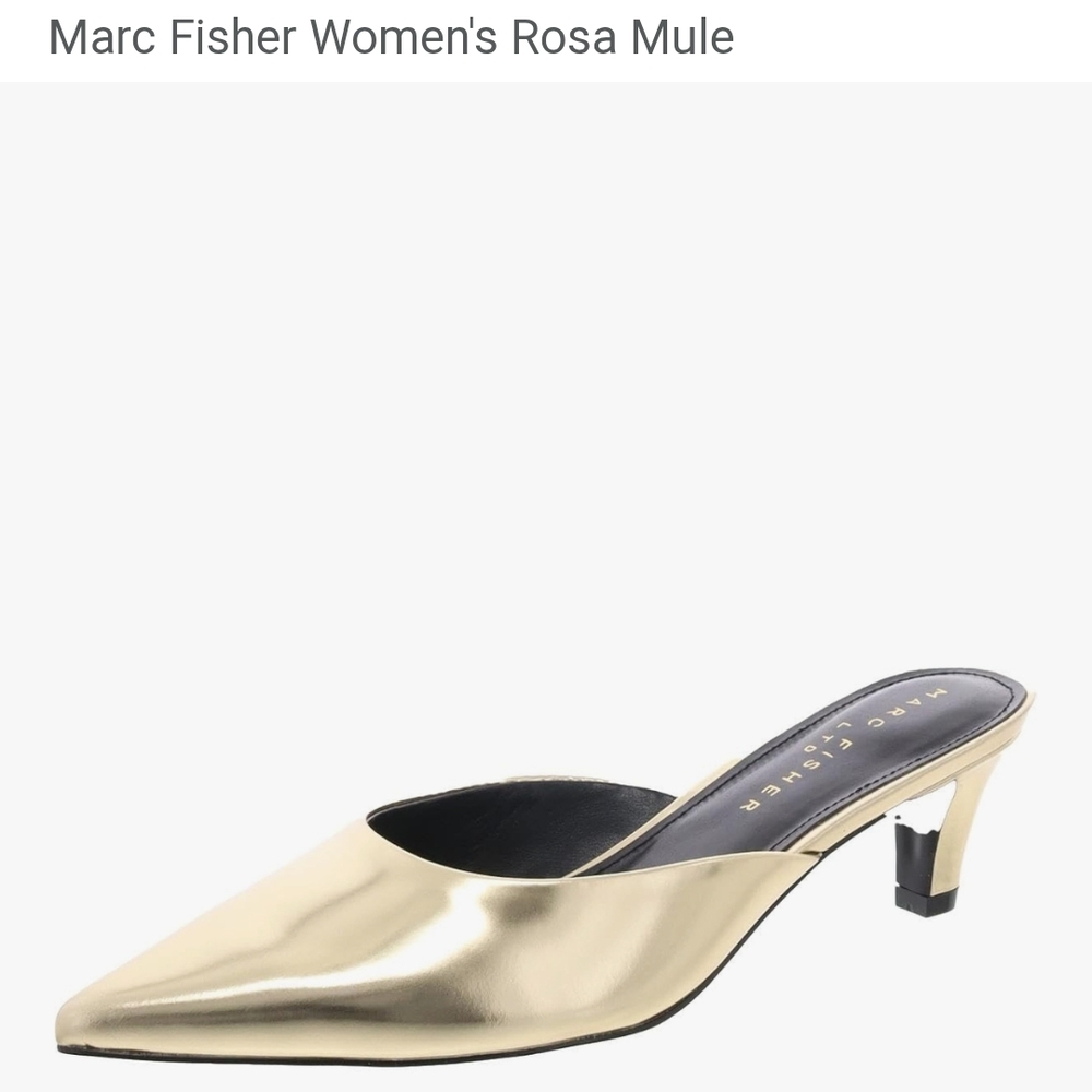 Marc Fisher Gold Pointed-Toe Mules